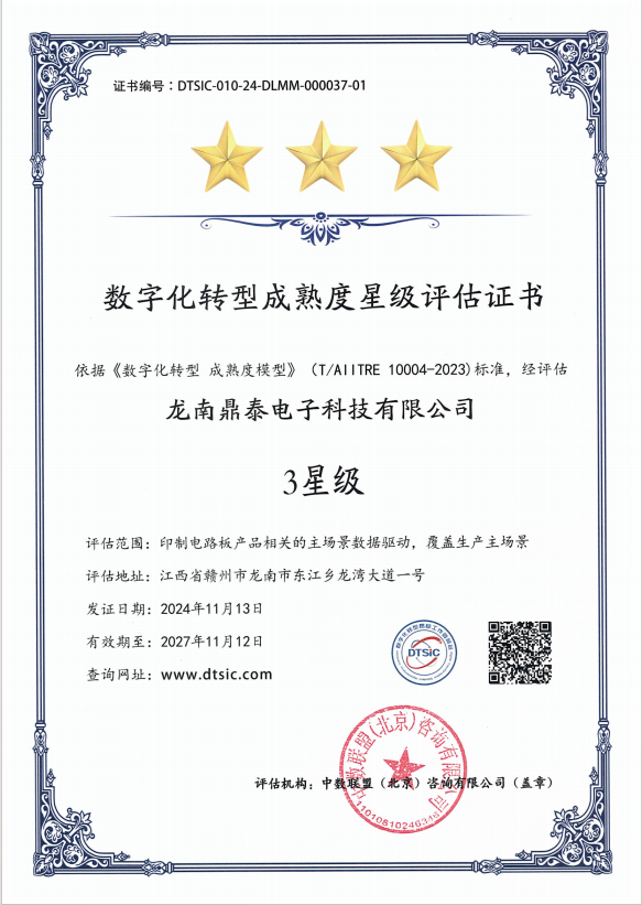 数字化转型成熟度星级评估证书